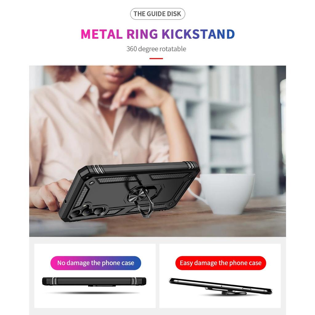 Armor Shockproof Ring Stand Holder Magnetic Case For Samsung Galaxy A02S A04E A02 A03 CORE A03S A05 A05S A81 A91 A35 A55 Covers