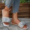 Women Slippers 2026 New Summer Slippers Rhinestone Thick Heel Sandals  Fashion Flat Bottom Shoes Women Home Outside Slides Women