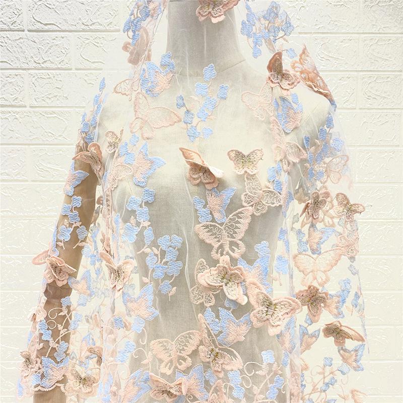 5yards Butterfly Tulle Fabric Handmade Water-Soluble Mesh Embroidery Lace Fashion Fabric DIY Women Clothing Dress Gauze Material