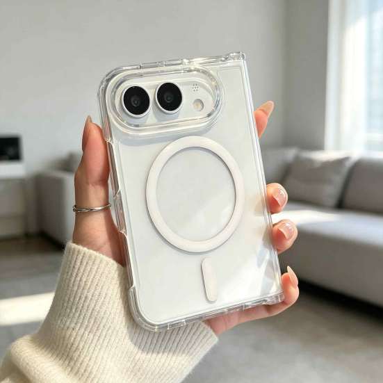 Компактный мобильный чехол Прозрачный Магнитный Телефон для iPhone Duo 18, Чехол с защитой полного шарнира для школьника, Ударопрочный Защитный чехол,