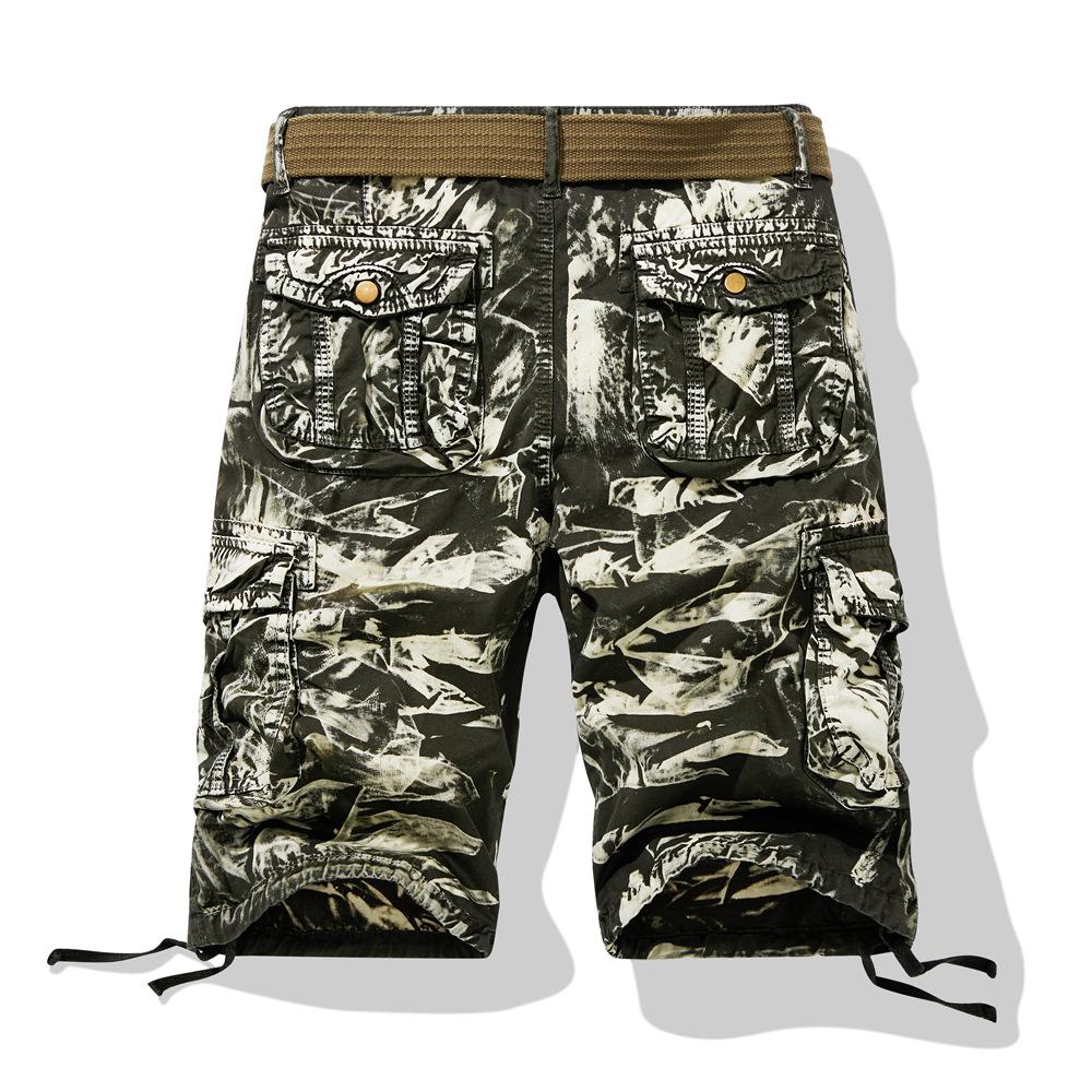 Summer Cotton Cargo Shorts Men Fashion Camouflage Multi-Pocket Casual Shorts Bermudas Knee Length Trousers Without Belt