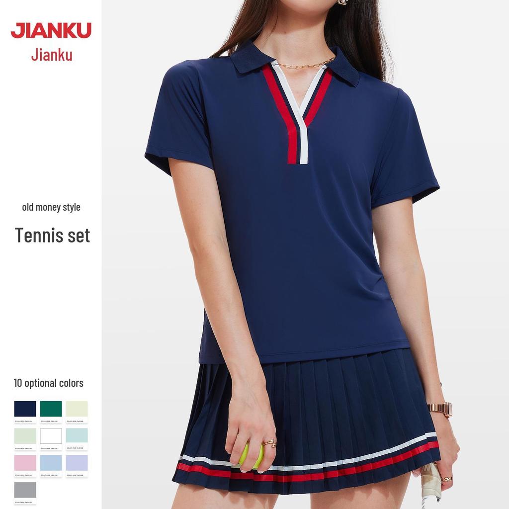 Damen Quick-Dry Tennis & Golf V-Ausschnitt Kleid mit Taschen - Anti-Exposure Fitness Rock Set