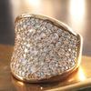 Luxury Metal Wide Face Cubic Zirconia Ring Exquisite Engagement Wedding Rings for Women Trendy Female Finger Jewelry for Party