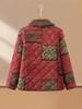 Mid-aged Women's Velvet Lined Cotton Jacket for Autumn/Winter - Warm Padded Top for Elderly
