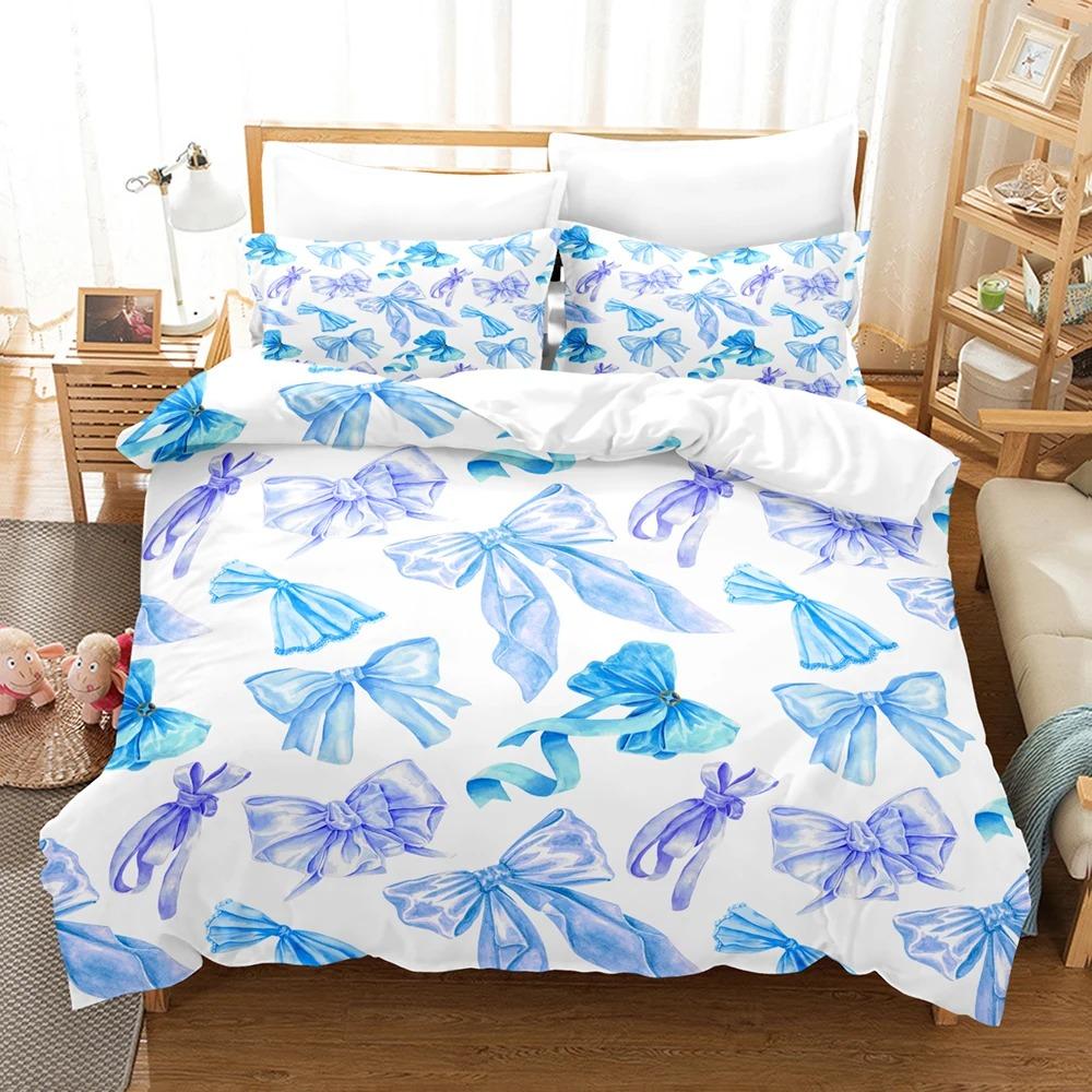 

Bowknot bedding set, Home Bedroom Comforte Nordic polyester material, suitable for children and adults, 2/3-piece set 135x200cm