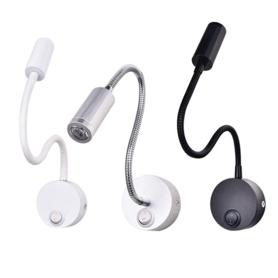 3W Flexible Hose Lamp Bedroom Bedside LED Wall Hotel Reading Adjustable Light