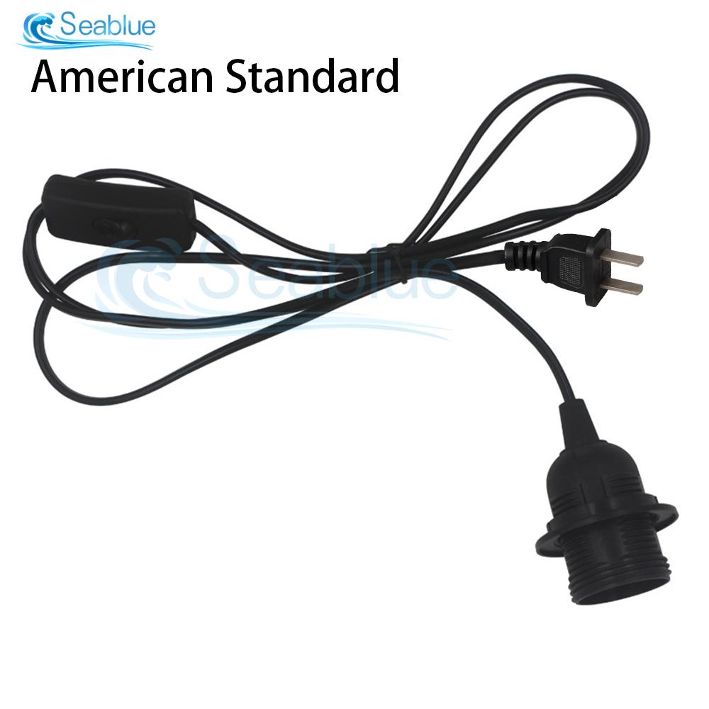 110V 220V 1.8M US/EU Plug Power Cord With ON/OFF Switch E27 Bulb Lamp Holder Textile Cable Cord for Hanging Light Cord Kit