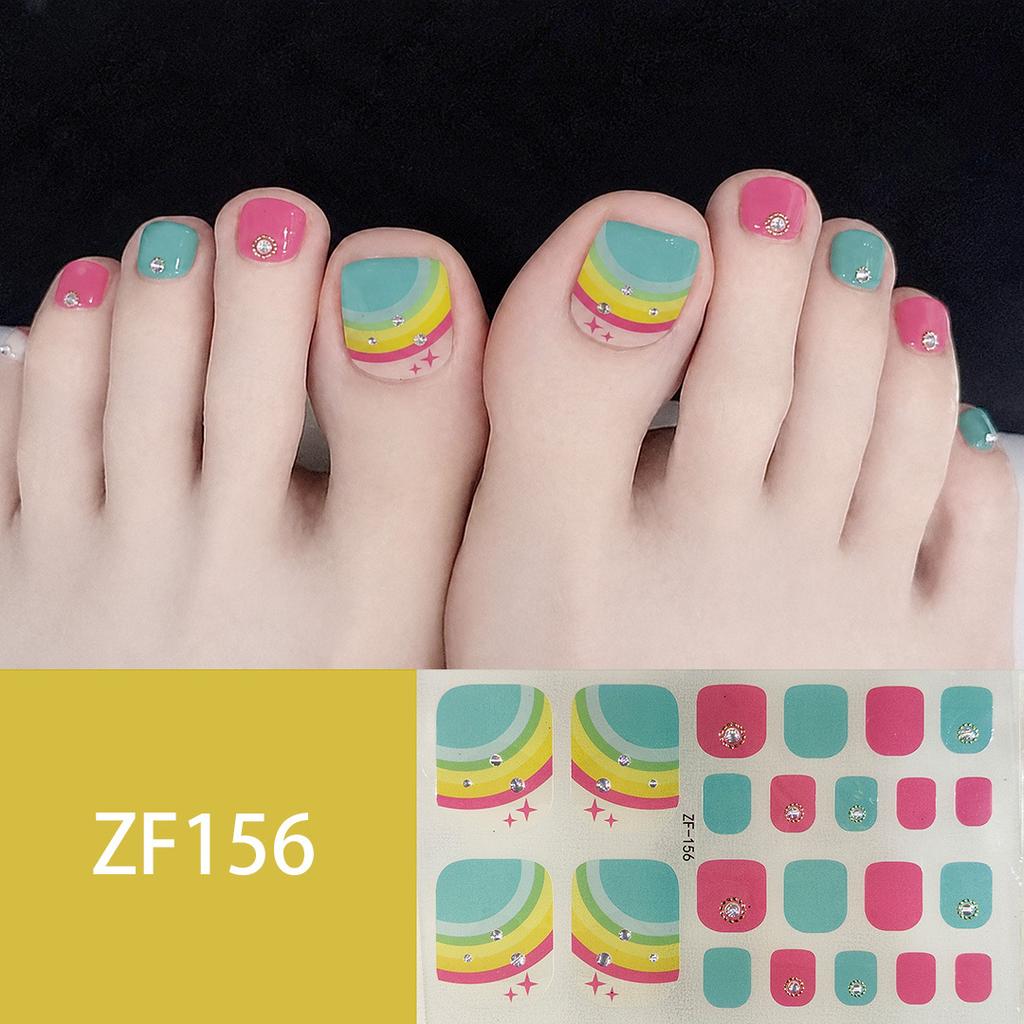 Waterproof Long Lasting ZF 3D Faux Rhinestone Stereo Pattern Full Cover Finished Toe Nail Stickers, Skin Brightening Toenail Decals