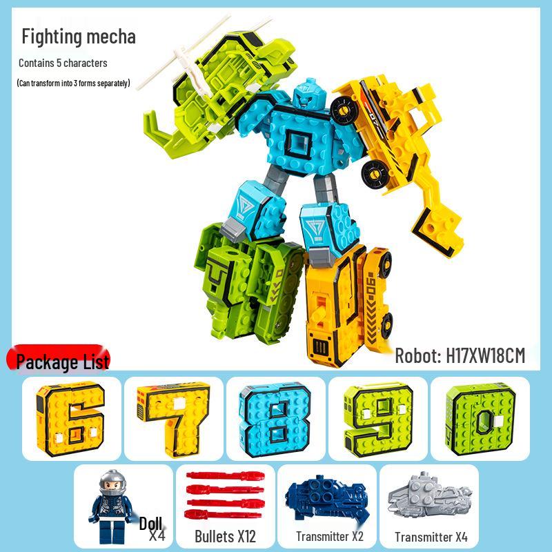 Number Transforming Robot Toy Set for Kids: 0-9 Educational Assembly for Elementary Students