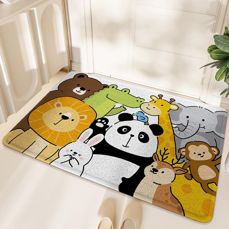 Cartoon Animal PVC Home Floor Mat Entry Door Dirt-resistant Wire Ring Entrance Door Scraping Dust Dust Anti-slip Mat