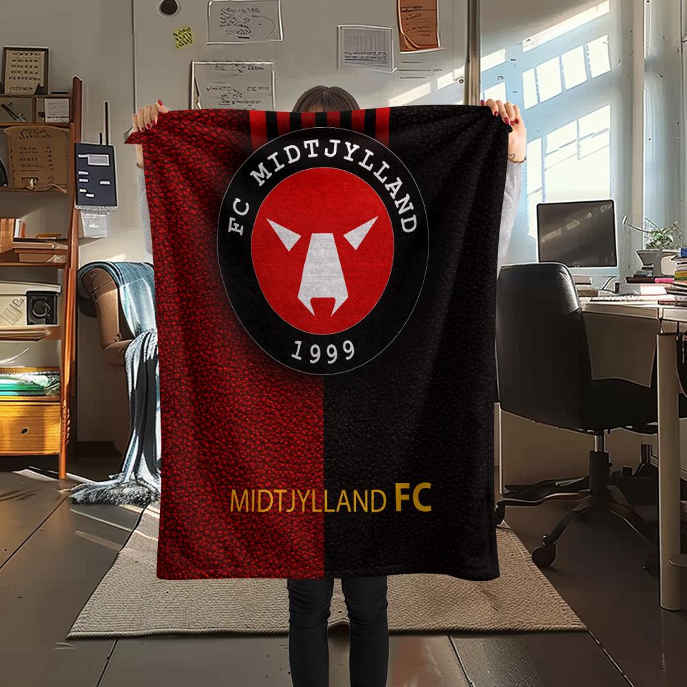 FC Midtjylland Flanelldecke mit Aufdruck, Hohe Qualität, Bequem für alle Jahreszeiten, Heimdekoration, Wärme und Komfort