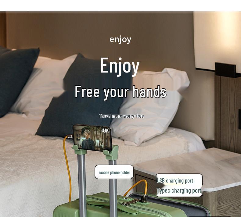 20-inch Front-Opening Multifunctional Suitcase with Combination Lock for Men and Women