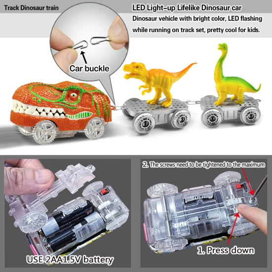 Kids Dinosaur Train Toy DIY Track Building Dino Train Fine Motor Skills Toddlers