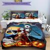 3pcs Halloween Jack And Sally Bedding Set Includes 1 Quilt Cover and 2 Pillowcases, Comfortable Bedding F038