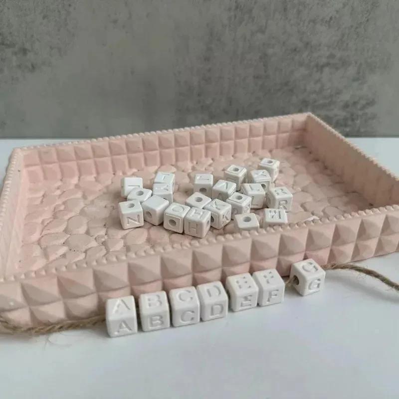 DIY Square Bracelet Silicone Mold 26 Letter Bead Mould Home Gypsum Decoration Ornament Drip Glue Mold Handmade Jewelry Bead Mold
