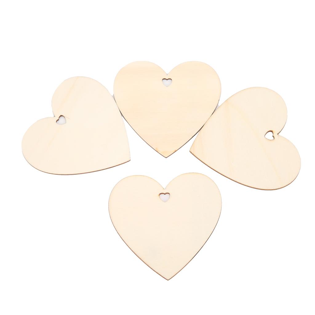 30pcs Heart Ornament Wooden Romantic Decorative Sign with Rope Gift Tag for DIY Enthusiast