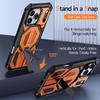 For Magsafe Wireless Charging Magnetic Car Bracket Armored Phone Case For iPhone 17 Pro Max 15 13 12 14 16 Pro Max Bmper Cover