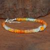 Feueropal Glatte Perlen Armband, Oranger Opal Ovaler Anhänger Goldarmband, Zartes Armband, Oktober Geburtsstein, Geschenk für Sie