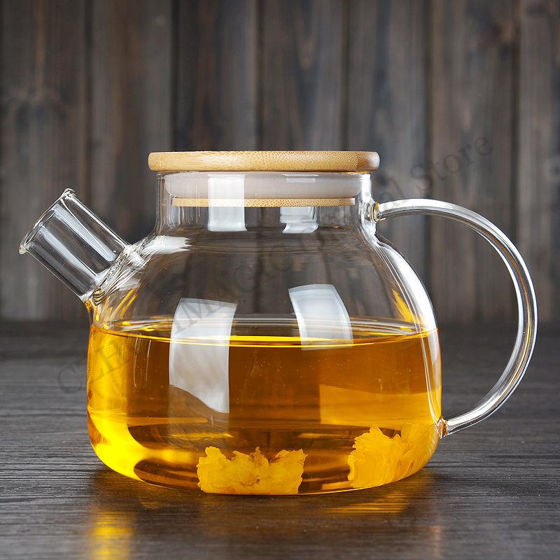 Transparent Borosilicate Glass Teapot Water Jug Heat-Resistant Large Capacity Kung Fu Kettle Home Flower Tea Pot Bottle Decanter