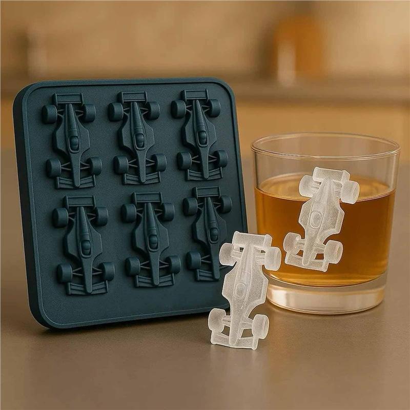 

6-Cavity Formula Racing Car Ice Mold Ice Mold, Silicone Racing Car Jelly Mold 3d Race Car Tumbler Ice Cube Tray Baking Tool синій