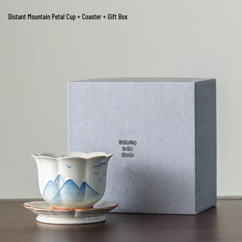 Underglaze Ceramic Kung Fu Tea Cup Set with Coaster