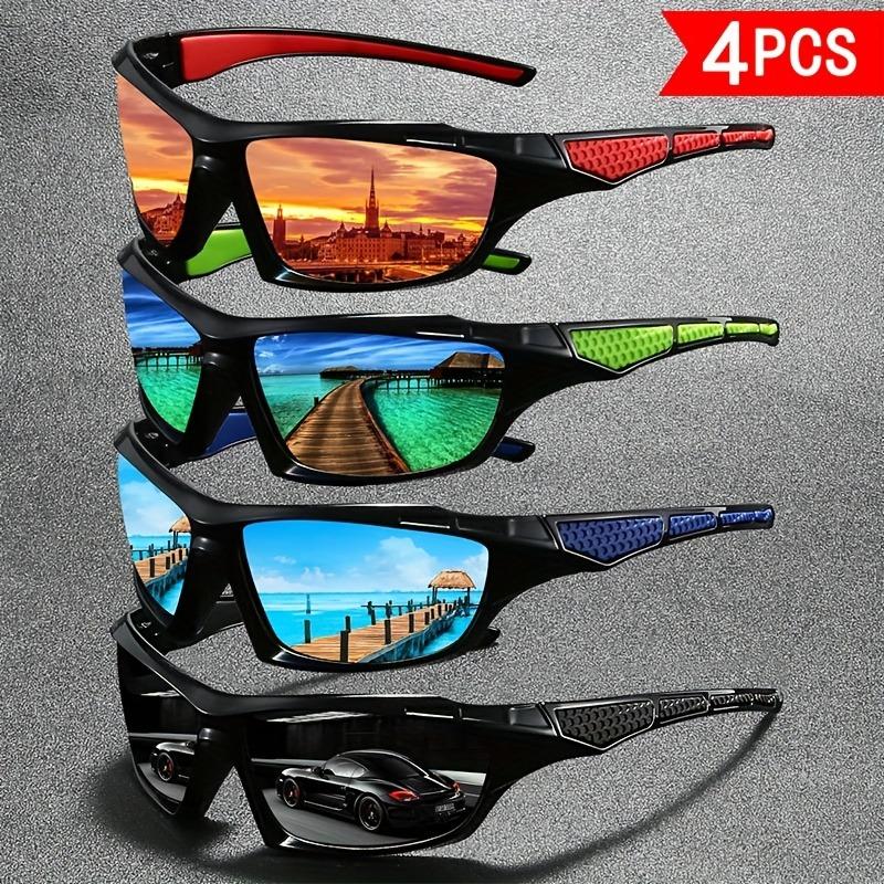 4-piece Dream Colored Men's Sunglasses Set with UV Resistant Lenses Suitable for Daily Leisure Driving and Exploration
