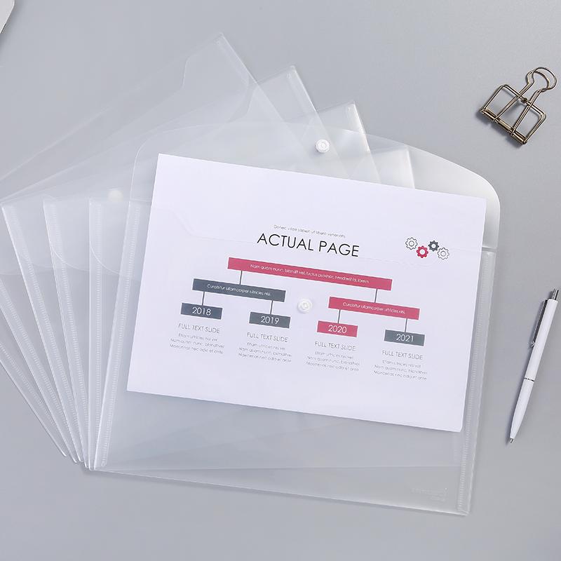 10-Pack A4 Transparent File Folders, Document Folders, Data Folders, Button Closure Archive Folders, Office Supplies