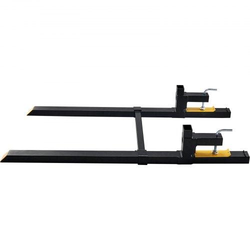 Pallet Forks, 2000 Lbs Tractor Bucket Forks, 60" Total Length Clamp On Pallet Forks with Adjustable Stabilizer Bar, Heavy Duty Pallet Forks for
