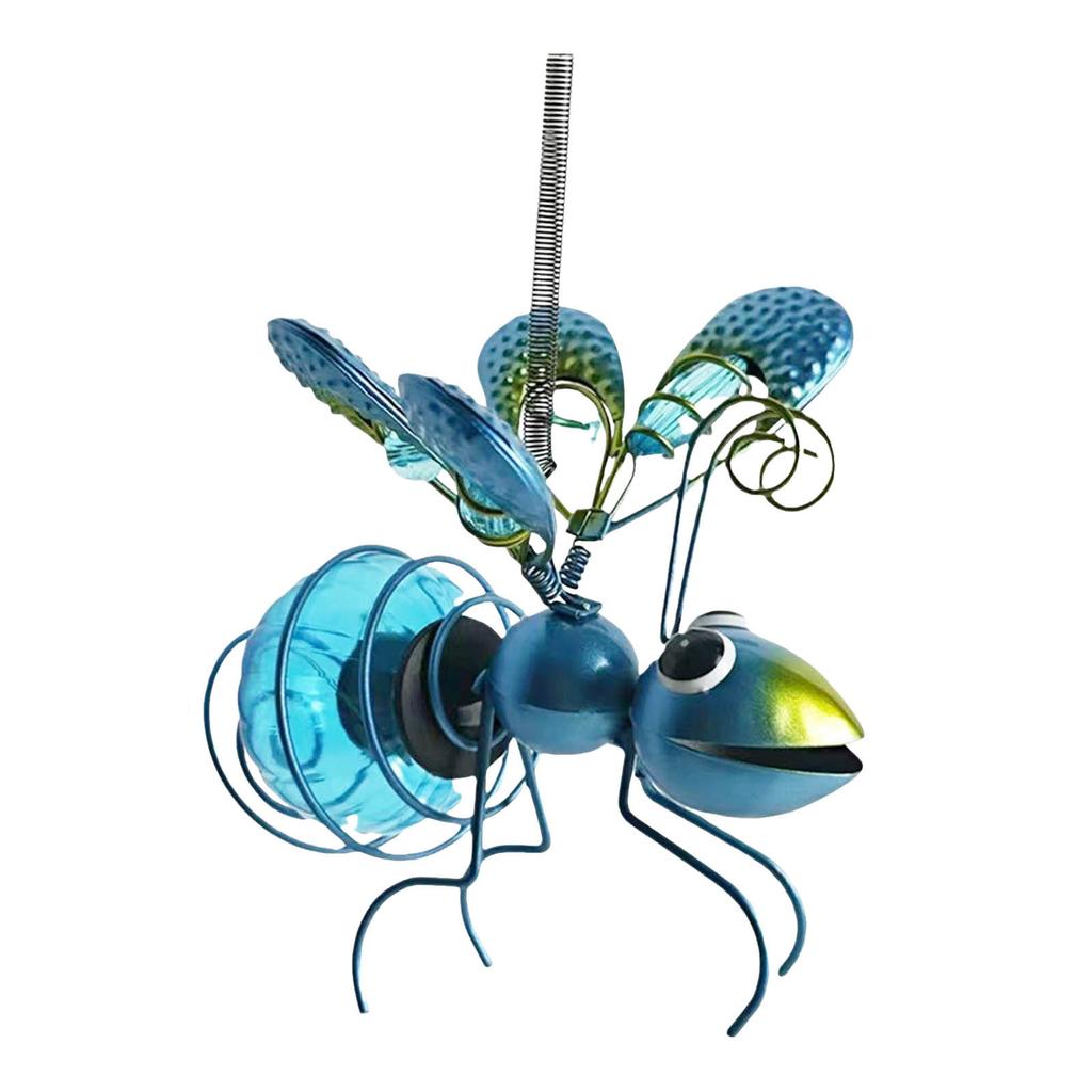 Courtyard Decoration 3d Solar Simulation Outdoor Garden Hanging Ornaments Waterproof Colorful Bee Iron Decoration Pendant