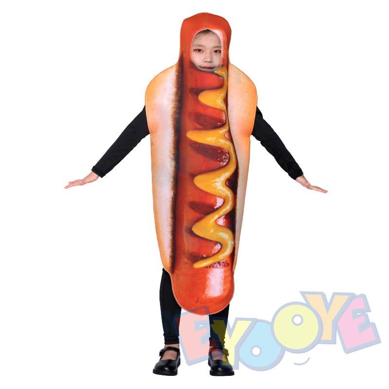 Halloween Costume Set Hot Dog Outfit Adults Kids Family Matching Party Cosplay Funny Themed Dress-Up