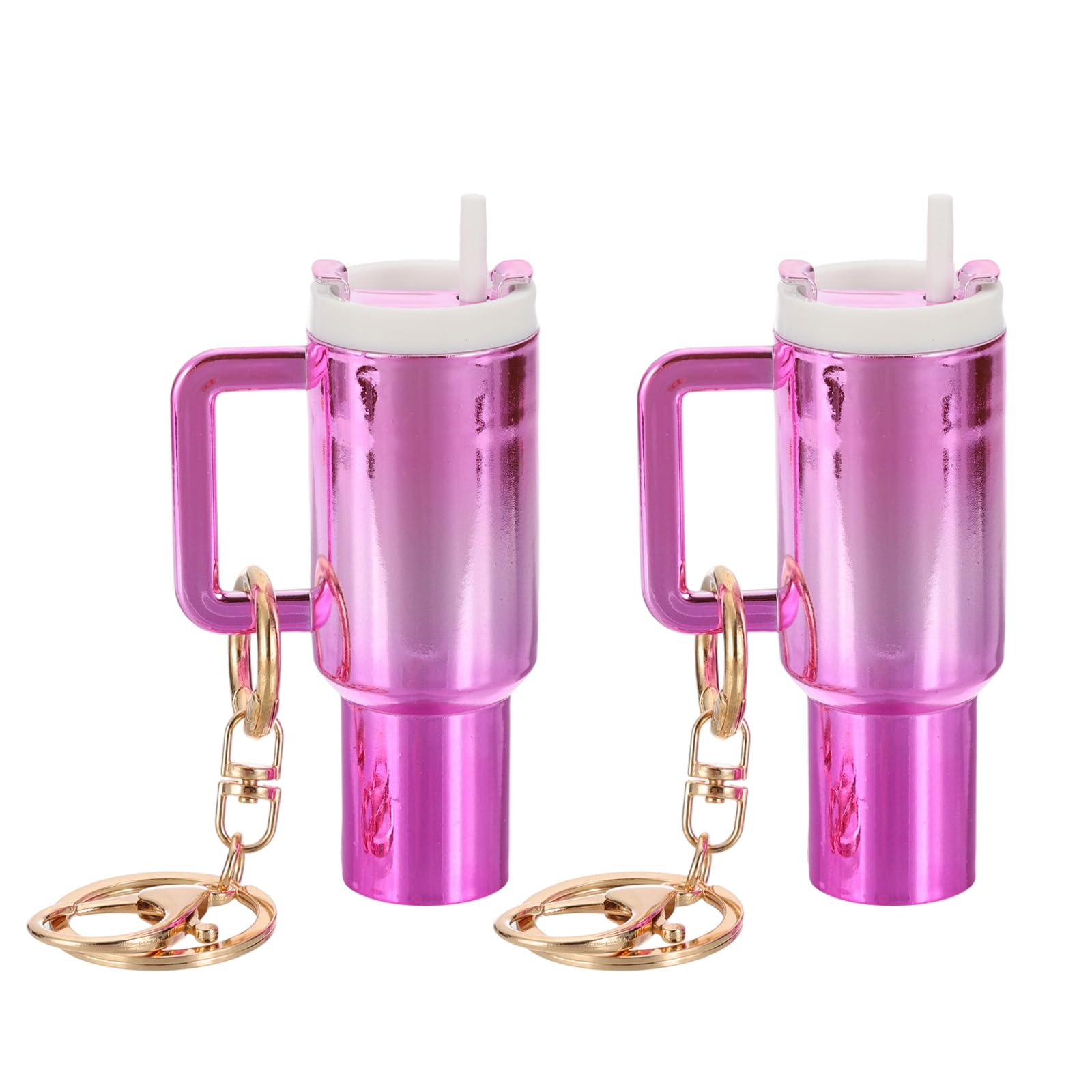 

[PATIKIL] Set of 2 Mini Cup Keychains with Lip Balm Holder, Mini Glass Keychains, Cute Decorative Keychains for Backpacks, Handbags, and Wallets,