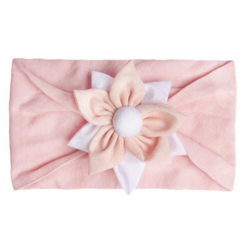 New children's headband, baby soft solid color flower nylon headscarf, thin breathable baby hair accessories