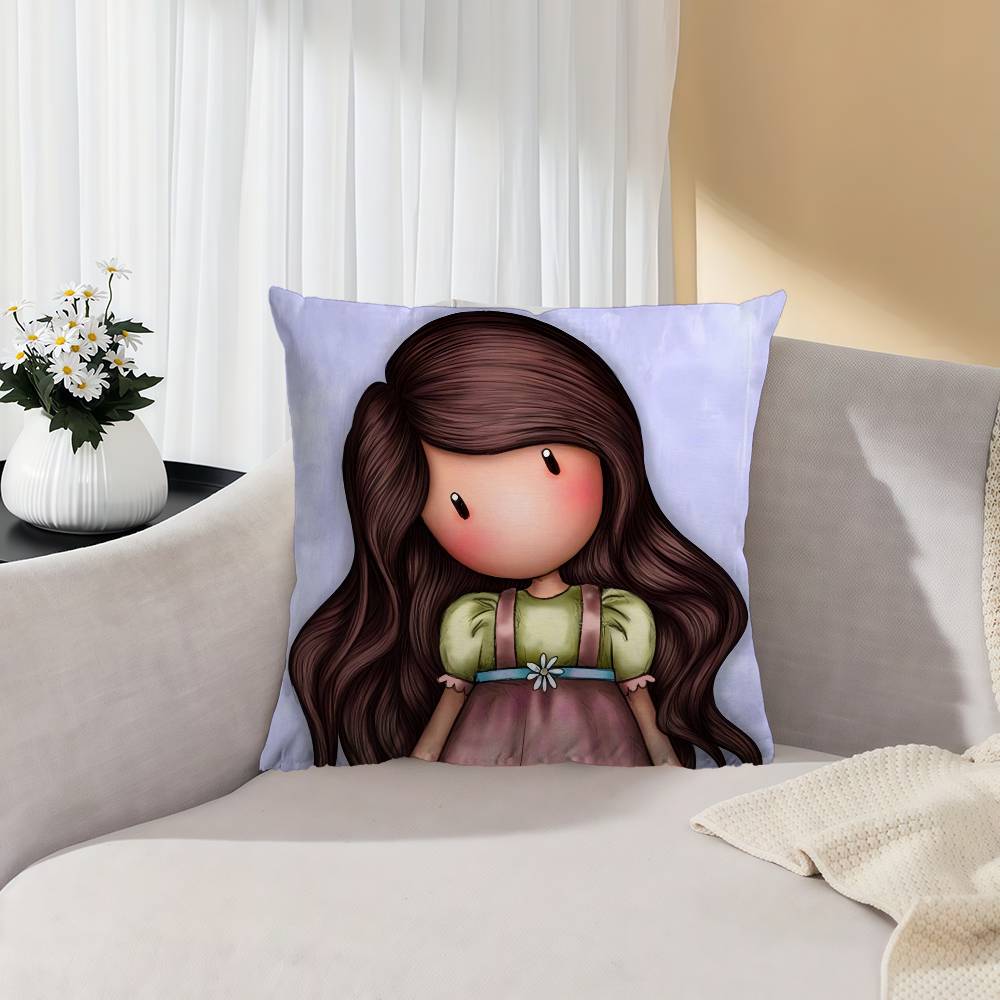 SSantoroGorjuss Cute Cartoon Girl Pillow Cover For Bedroom Room And Living Room Sofa Decorative Cushion Cover