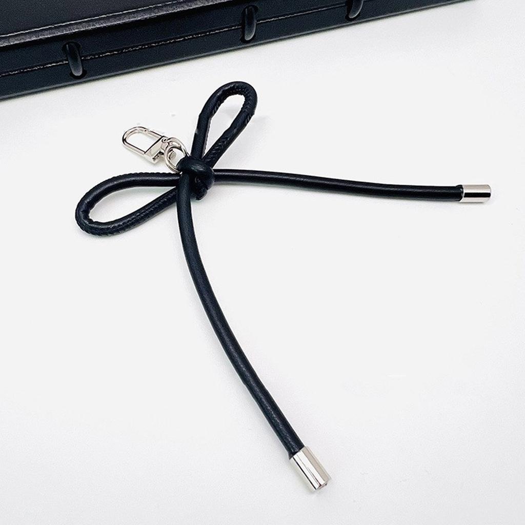 Elegant Keychain Charm with PU Leather Bowknot Details for Women Girls Handmade Keyring Backpack Pendant Jewelry Gift