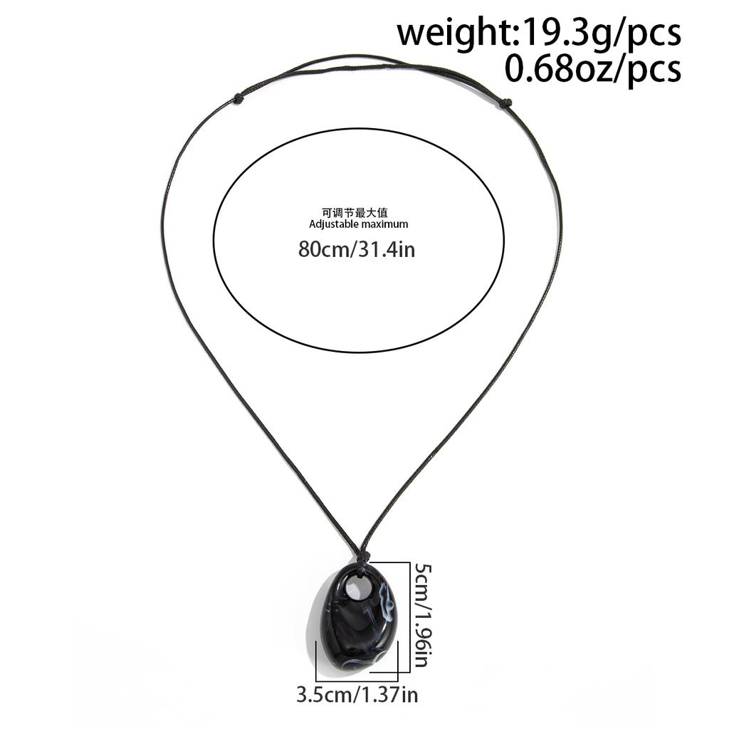 SHIXIN 4 Colors Trendy Wine Red Black Acrylic Long Pendant Necklace for Women Vintage Leather Rope Chain Sweater Chain Jewelry