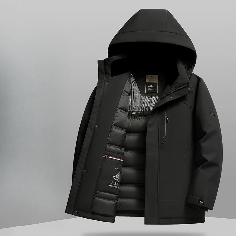 Autumn and Winter 90 White Duck Down Removal Cap Youth Outdoor Leisure Warm Thickened Down Cold Jacket