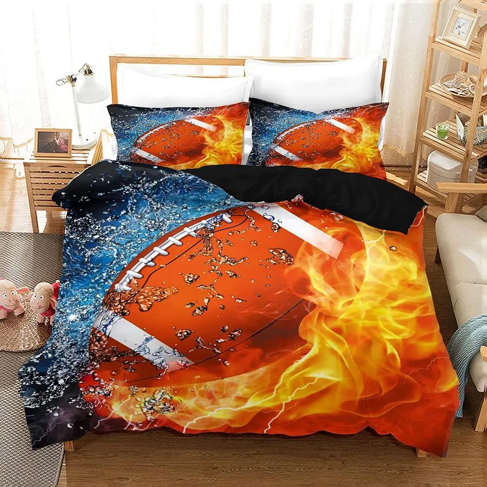 American Football Rugby Bedding For Boys Girls Kids Teens Ball Sports Game Duvet Cover Room Decoration Tie Dye Geometric Hexagon