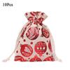 10Pcs Linen Christmas Candy Cotton Bag Hot Gold Santa Claus Christmas Bronzing Gift Bag Printing Drawstring Christmas Gift Bag