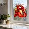 Decorative Wall Stickers 2027 Year of Goat Window Cling, Static Decal with Red Bow, Chinese Easy Apply Art New Glass Sticker, Reusable PVC Decor