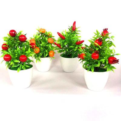 Accessoires de photographie Décoration d'intérieur Verdure artificielle Plantes artificielles Bonsaï Baies oranges Grenade Piment Arbre fruitier en pot