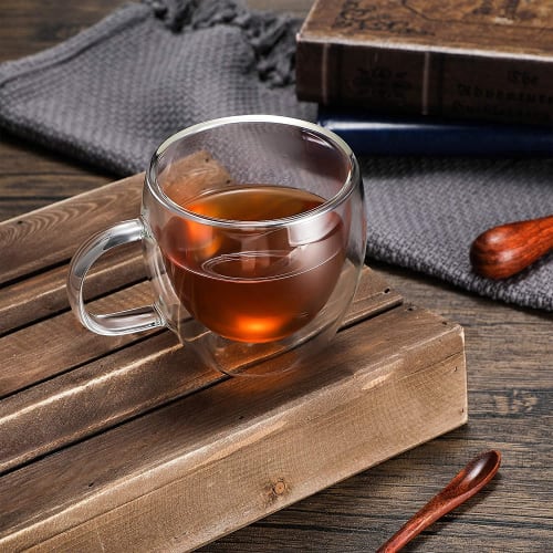 Ulable Double-Walled Borosilicate Glasses, Double-Walled, Heat-Resistant, Large Capacity, Keeps Hot or Cold Water, Transparent, Insulated, Condensatio