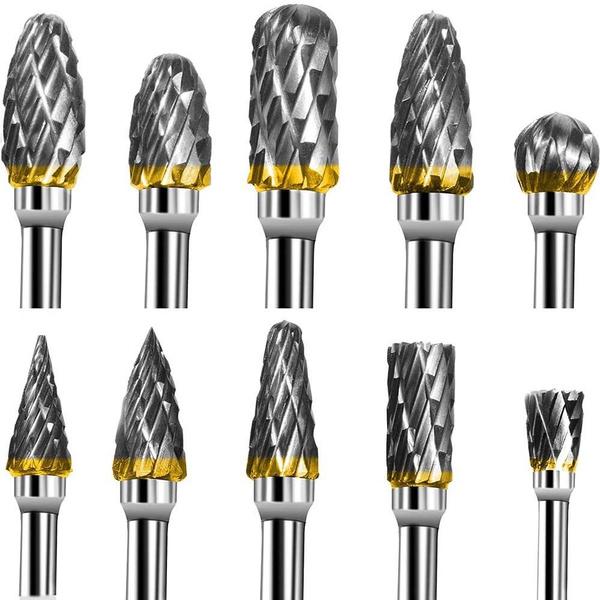 

Набор из 10 твердосплавных ротационных фрез, гравировальная фреза с двойной нарезкой, карбид вольфрама, хвостовик 1/8 дюйма, для деревообработки