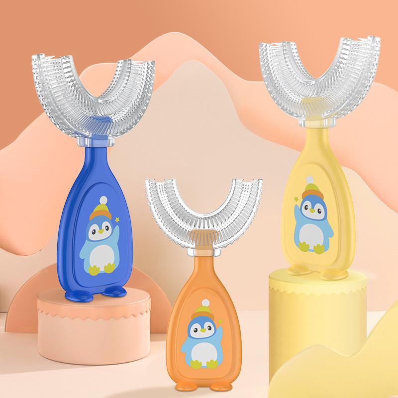 U Children Shaped Silicone Toothbrush Kid Baby Infant Oral Cleaning Manual