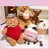 Doll Heartwarming Bear Cake And Milk Tea Themed Plush Toy Adorable Gift Girl