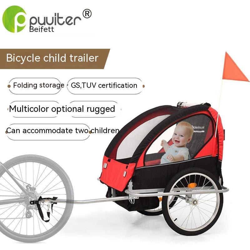 Remorcă dublă pentru biciclete pentru copii, pliabilă și ușor de instalat, cărucior de drumeție cu remorcă spate pentru biciclete
