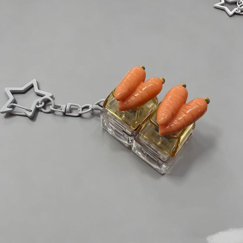 Fruit Keycap Stress Relief Clicker Keychain Mini Vegetable Pendant Keyboard Button Keyring Decompress Fingertip Keyring