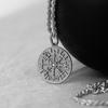 Charm Vegvisir Compass Pendant Necklace Gold/Silver Color Viking Rune Pendant Vegvisir Amulet Gift For Him Her, Viking Jewelry
