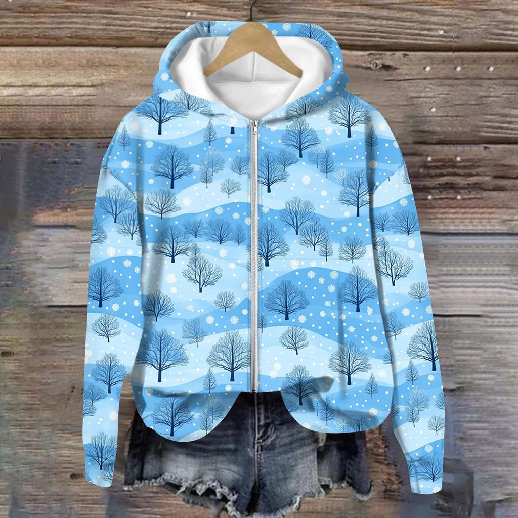 Jackets For Women Long Sleeve  Zip Up  Print Outerwear Casual Jackets