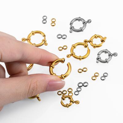 4 Stück 10-18mm Edelstahl Federverschlüsse Runder Seglerverschluss Armband Zwei Ösen Verbinder DIY Schlüsselbein Halskette Schmuckherstellung