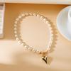 Delicate Heart Shaped Crystal Pearl Necklace for Women Dainty Alloy Resin Everyday Wear Necklace Party Jewellery Accessories